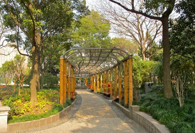 Huangpu Park Garden with Flowers Day View